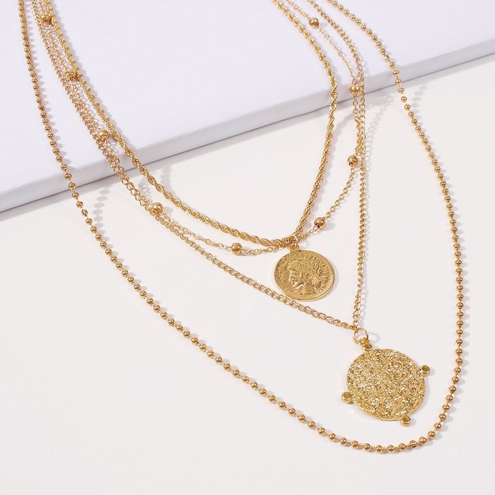Gold Pendant Necklace, Layered Necklace, Gift for Mother, Gift for Mom Necklace
